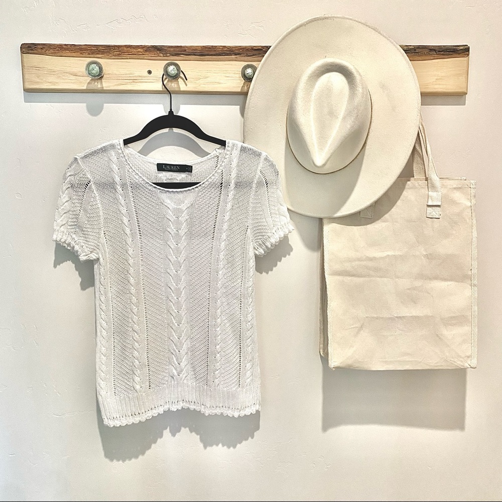 LAST CHANCE - Lauren Ralph Lauren White Cable Knit Blouse